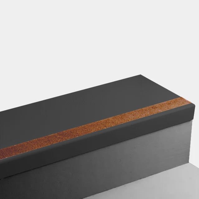 Angle Fit Rubber Stair Tread - VIHMNT 63 SQ Hammered #63 Burnt Umber - with Tan Grip Tape Insert 108"