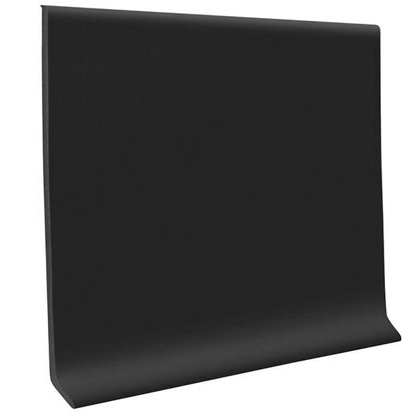 Rouleau de base murale en vinyle courbé Roppe Pinnacle Rubber 4" #100 Black rouleau de 120'