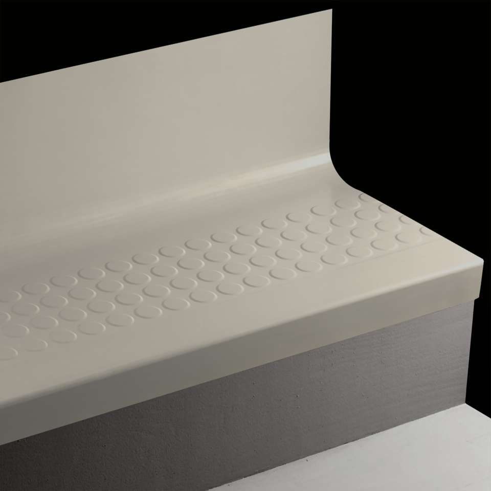 Angle Fit Rubber Stair Tread with Integrated Riser - RNRDTR 38 SQ Raised Round #38 Pewter No insert 36"