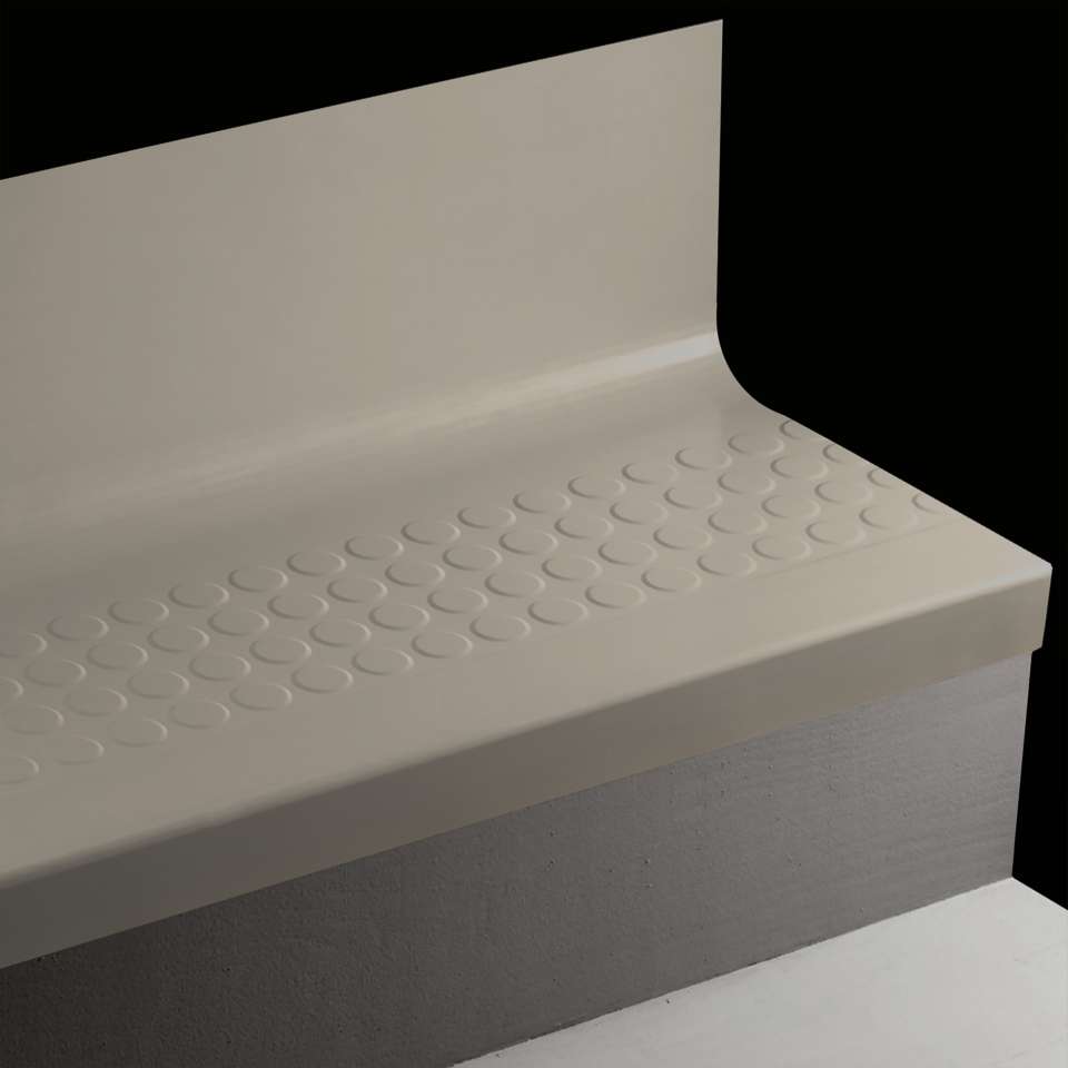 Angle Fit Rubber Stair Tread with Integrated Riser - RNRDTR 48 SQ Raised Round #48 Grey No insert 42"