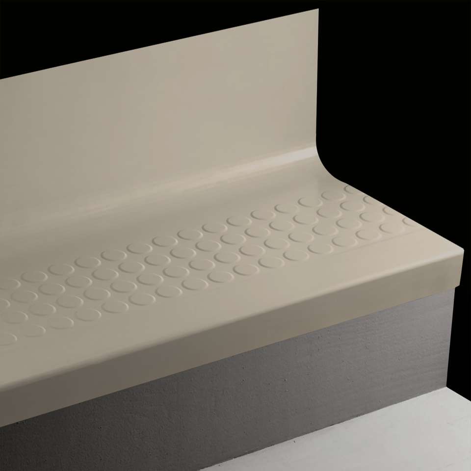 Angle Fit Rubber Stair Tread with Integrated Riser - RNRDTR 32 SQ Raised Round #32 Pebble No insert 48"