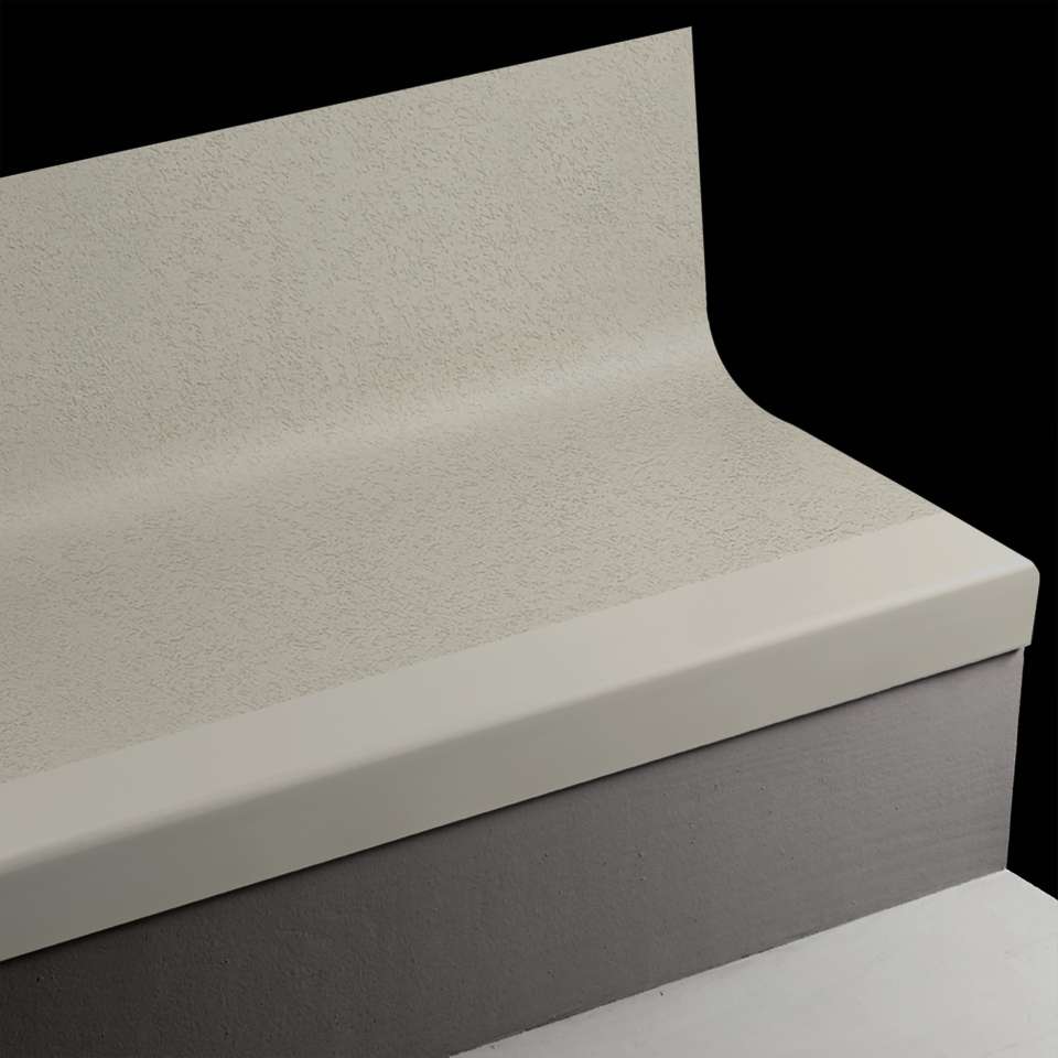 Angle Fit Rubber Stair Tread with Integrated Riser - VIFRPANTR 38 SQ Rice Paper #38 Pewter Black grit tape 42"