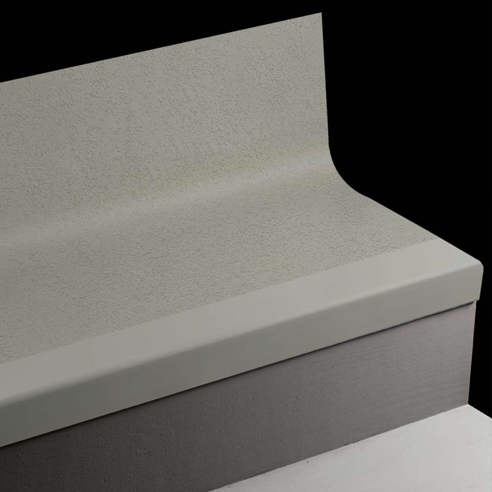 Angle Fit Rubber Stair Tread with Integrated Riser - VIFRPANTR 71 SQ Rice Paper #71 Storm Cloud Black grit tape 42"