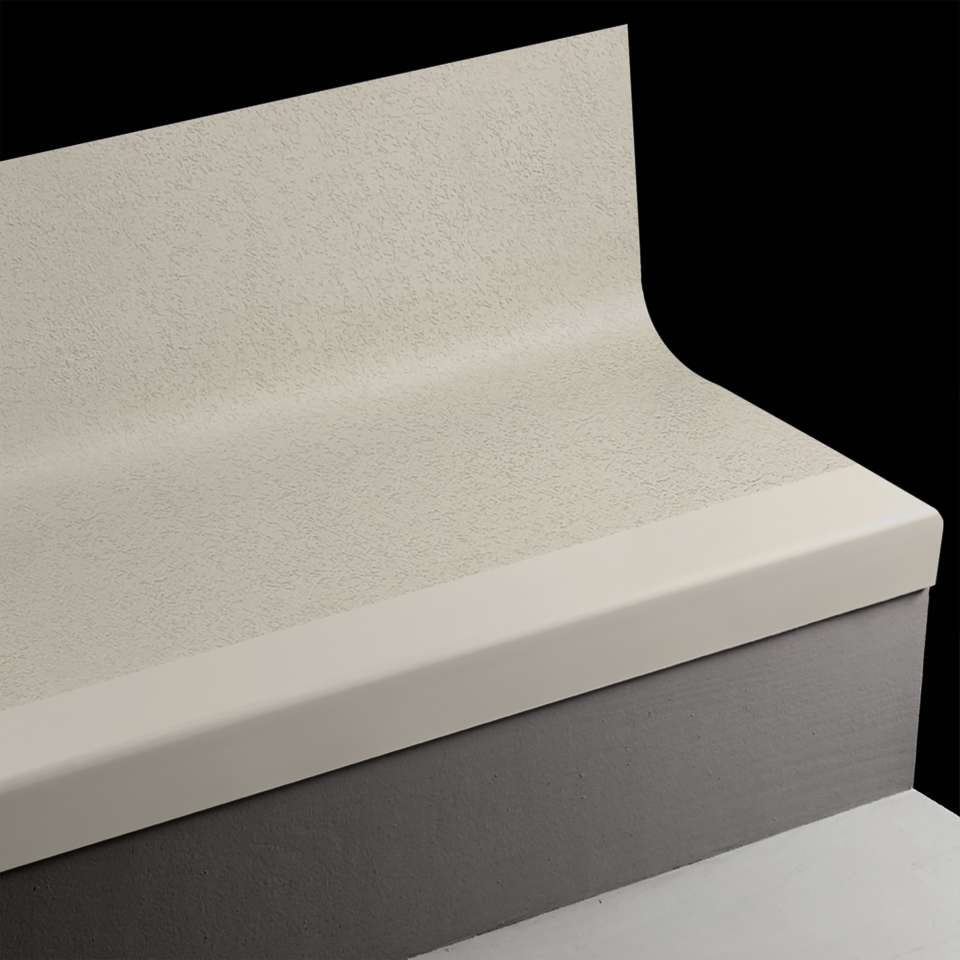 Angle Fit Rubber Stair Tread with Integrated Riser - VIFRPANTR 23 SQ Rice Paper #23 Vapor Grey Black grit tape 42"