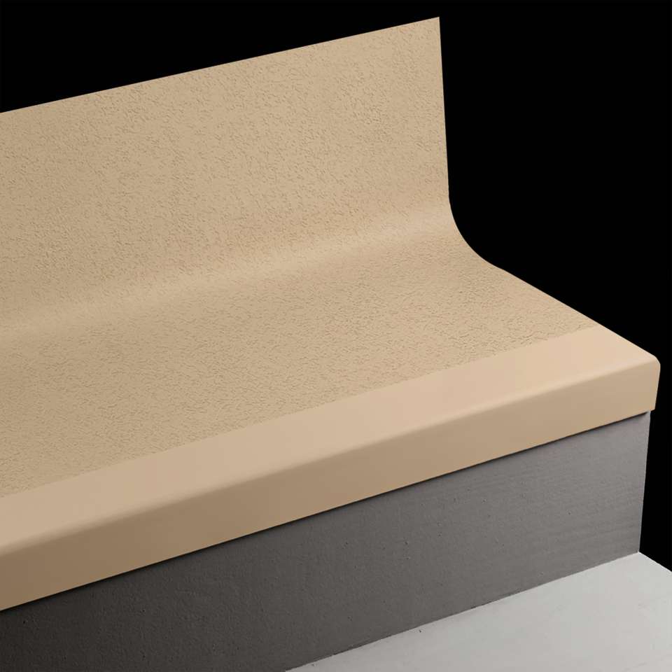Angle Fit Rubber Stair Tread with Integrated Riser - VIFRPANTRS 130 SQ Rice Paper #130 Sisal 47 Brown Insert 54"