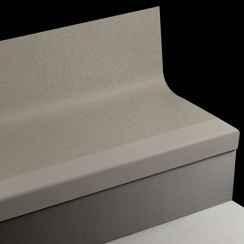 Angle Fit Rubber Stair Tread with Integrated Riser - VIFRPANTRS 20 SQ Rice Paper #20 Charcoal 55 Silver Grey Insert 60"