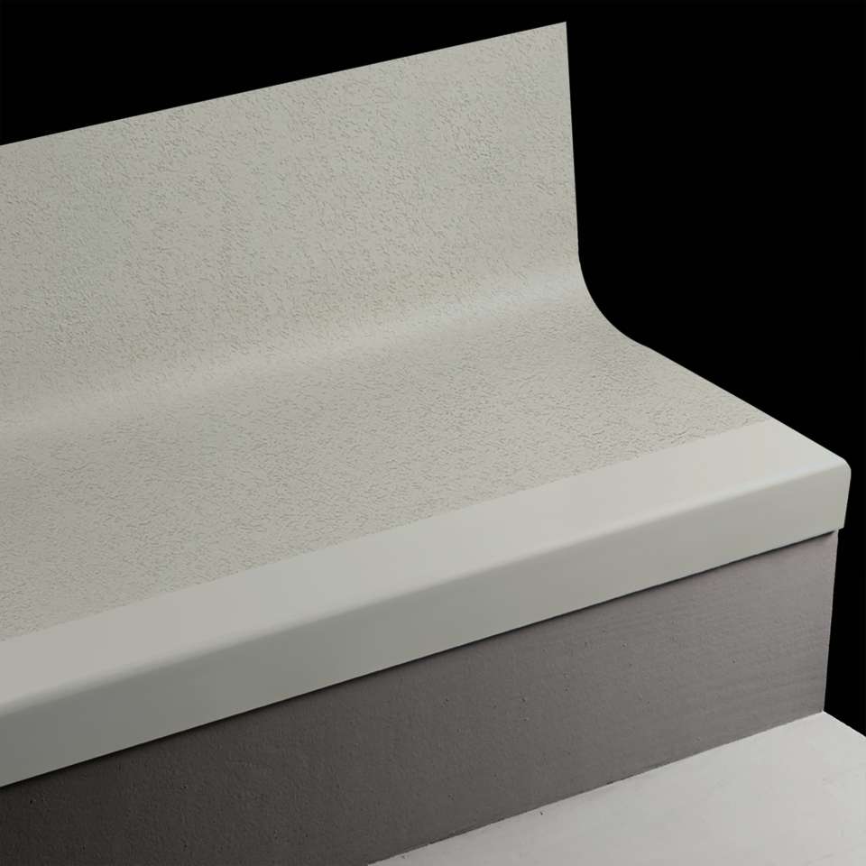 Angle Fit Rubber Stair Tread with Integrated Riser - VIFRPANTR 262 SQ Rice Paper #262 Drizzle Black grit tape 54"