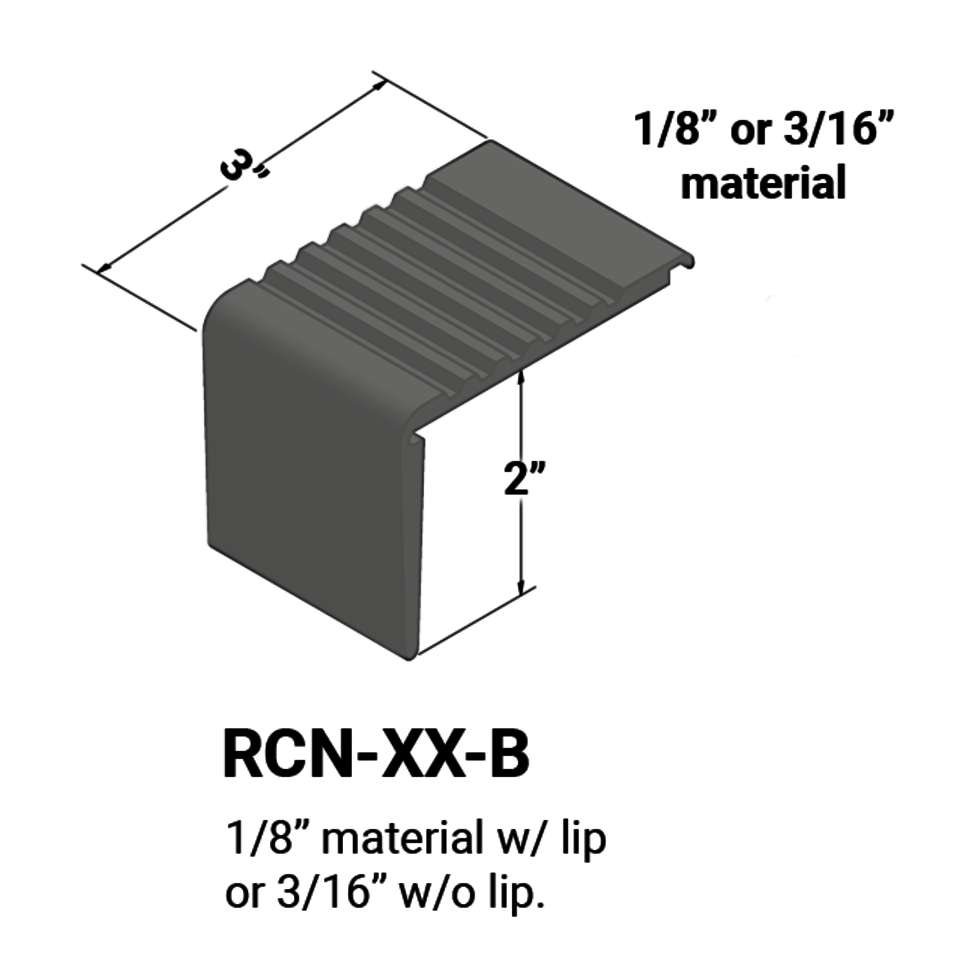 Stair Nosings - ⅛” material with lip or 3⁄16" without lip on step #20 Charcoal 12'
