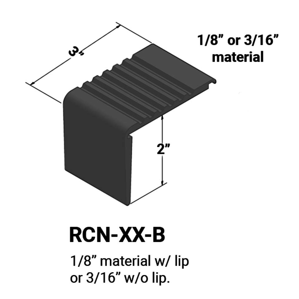 Stair Nosings - ⅛” material with lip or 3⁄16" without lip on step #40 Black 12'