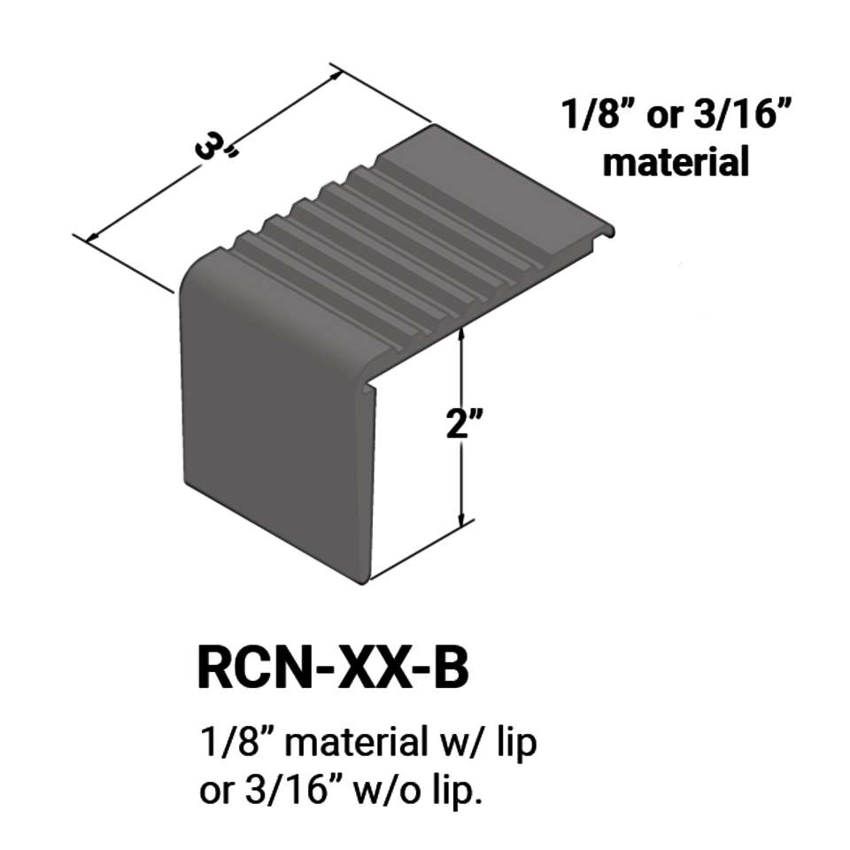 Stair Nosings - ⅛” material with lip or 3⁄16" without lip on step #48 Grey 12'