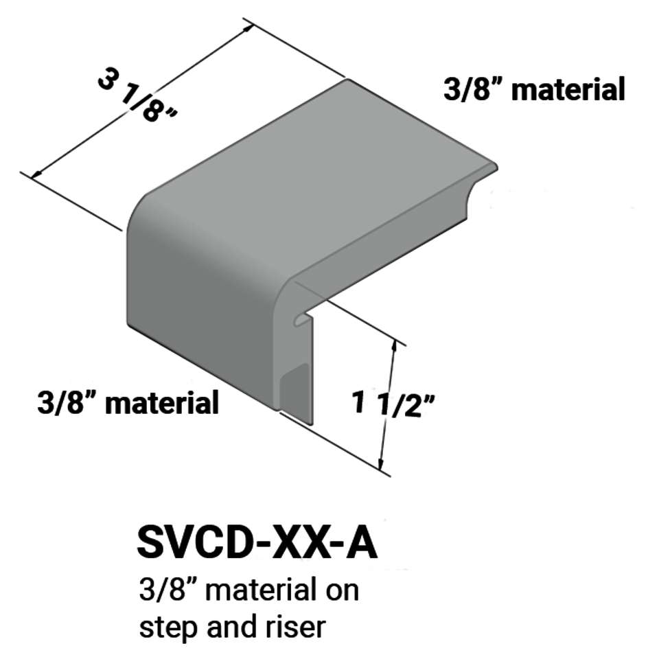 Stair Nosings - 3⁄8” material on step and riser #38 Pewter 12'