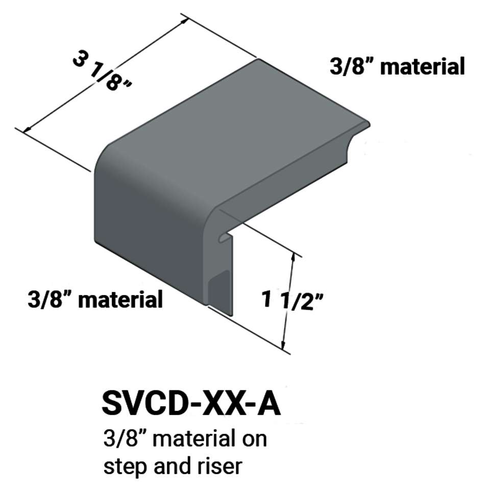 Stair Nosings - 3⁄8” material on step and riser #71 Storm Cloud 12'