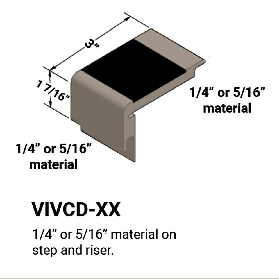Stair Nosings - ¼” or 5⁄16" material on step and riser #80 Fawn 47 Brown Insert 12'