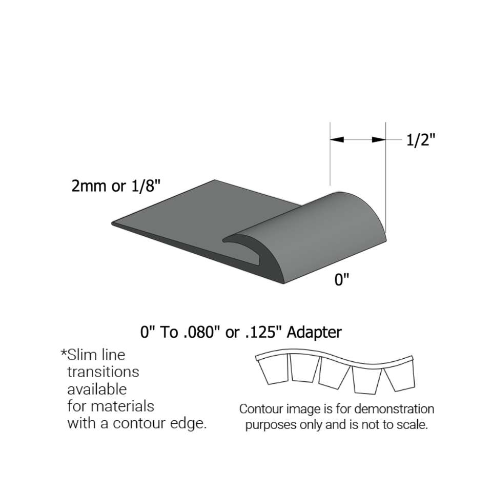 Slim Line Transitions - SLTC 82 J .080 or 1/8" material to subfloor (with contour edge)" #82 Black Pearl 12'
