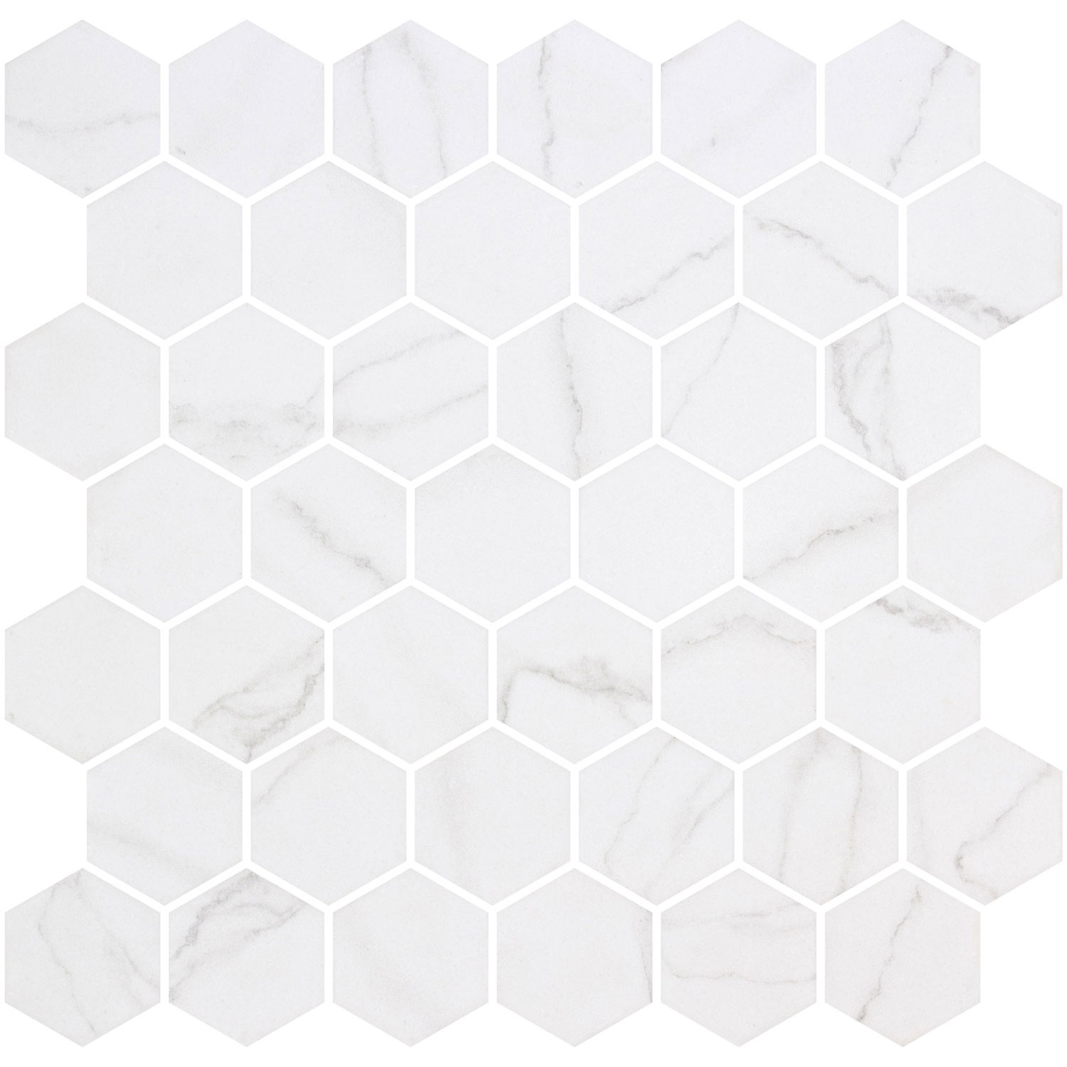 Mosaic Tiles Hex XL Ecostones Matte Venato White 11-1/4" x 11-3/16"