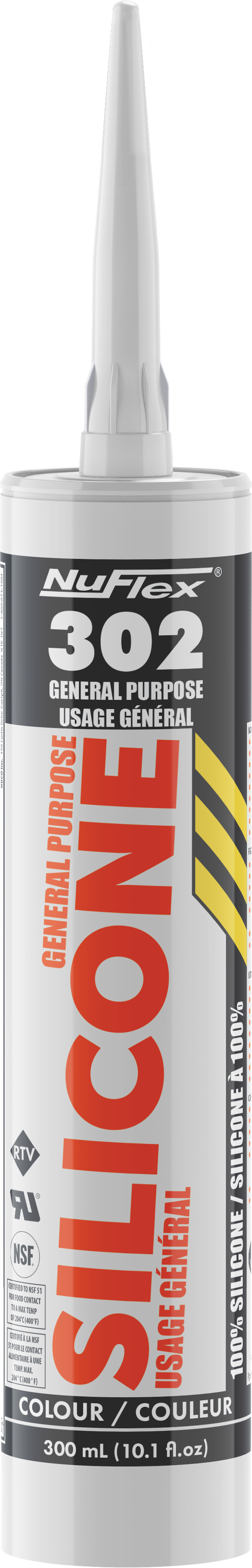 NuFlex 302 General Purpose Silicone Sealant Mid Brown - Cartridge 300 ml