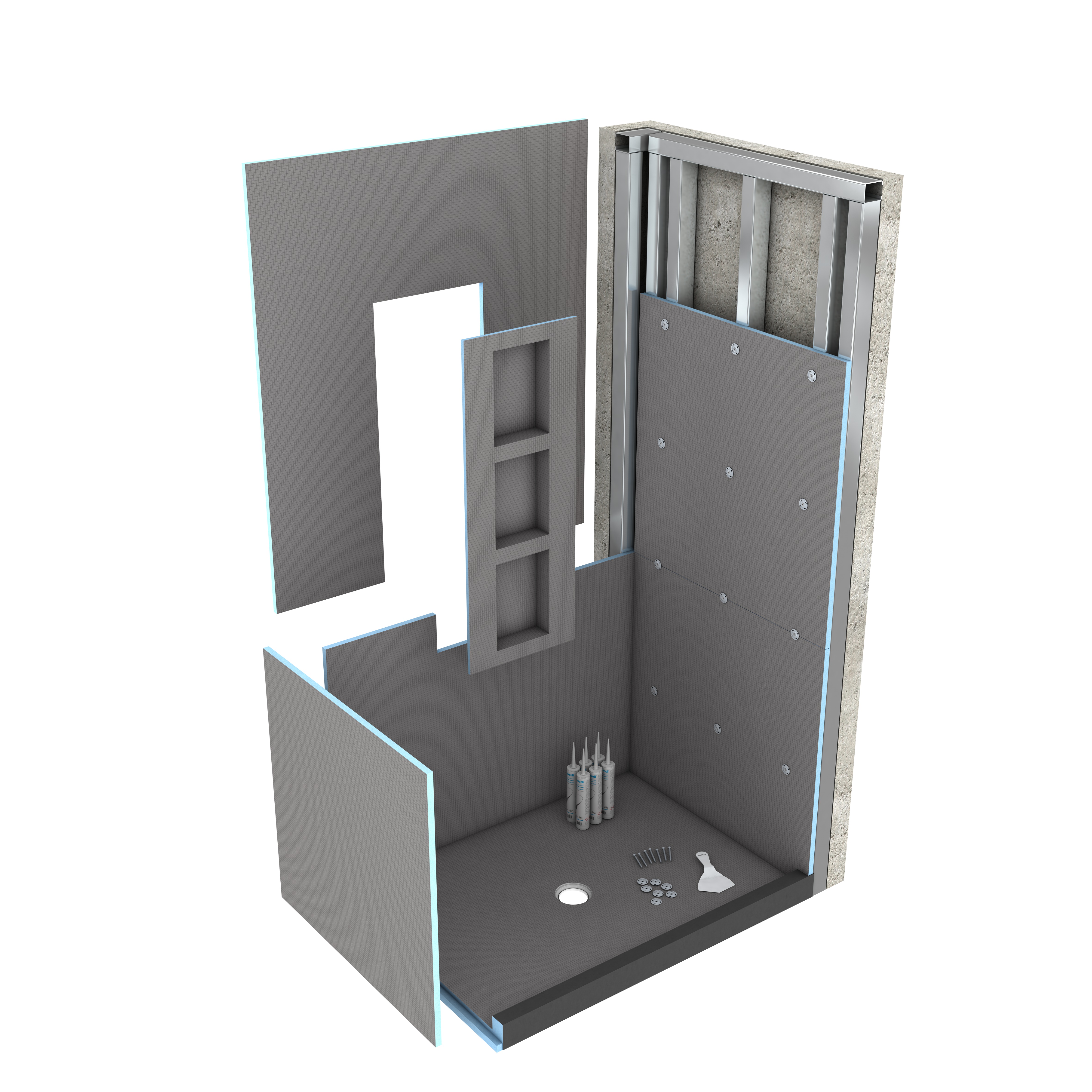 Fundo Primo 36 in. x 72 in. Shower Kit with Center Drain Fundo Primo 36 in. x 72 in. Shower Kit with Center Drain