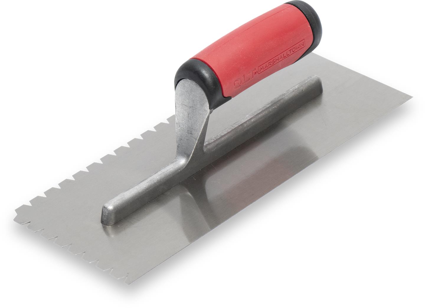 Flat-V Trowel 4-1/2" x 11" Tempered Steel 3/16" x 1/4" x 5/16" with Curved Soft Grip Handle
