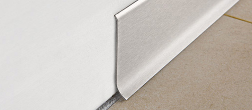 Wall Base Skirting 100 Satined Stainless Steel - 3-15/16" (100 mm) x 7/16" x 6' 6-3/4"