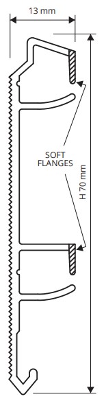 Wall Base Support for Proskirting LED Coextruded PVC - (70 mm) 2-3/4" x 1/2" x 6' 6-3/4"