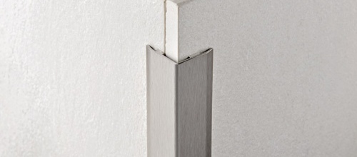 Corner Guard with Adhesive Proedge AC Satined Stainless Steel - (10 mm) 3/8" x 3/8" x 8' 10-5/16"