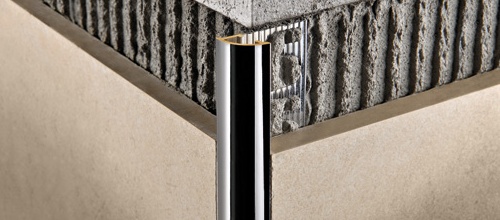 Tile Edge Trim Projolly Chrome Brass - (10 mm) 3/8" x 8' 10-5/16"