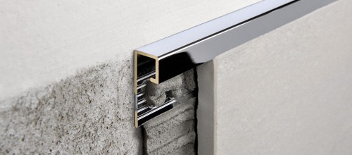 Tile Edge Trim Projolly Square Chromed Brass - (8 mm) 5/16" x 8' 10-5/16"