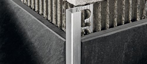 Moulure décorative pour bordure de céramique Projolly Square aluminium brossé titane - (10 mm) 3/8" x 8' 10-5/16"