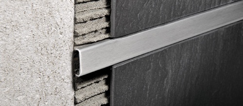 Moulure décorative pour bordure de céramique Prolistel ACC acier inoxydable satiné - (2 mm) 25/32" x 8' 10-5/16"