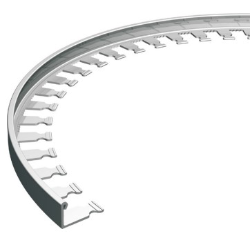 Moulure décorative pour bordure de céramique Proterminal Curved acier inoxydable poli - (12.5 mm) 1/2" x 8' 10-5/16"