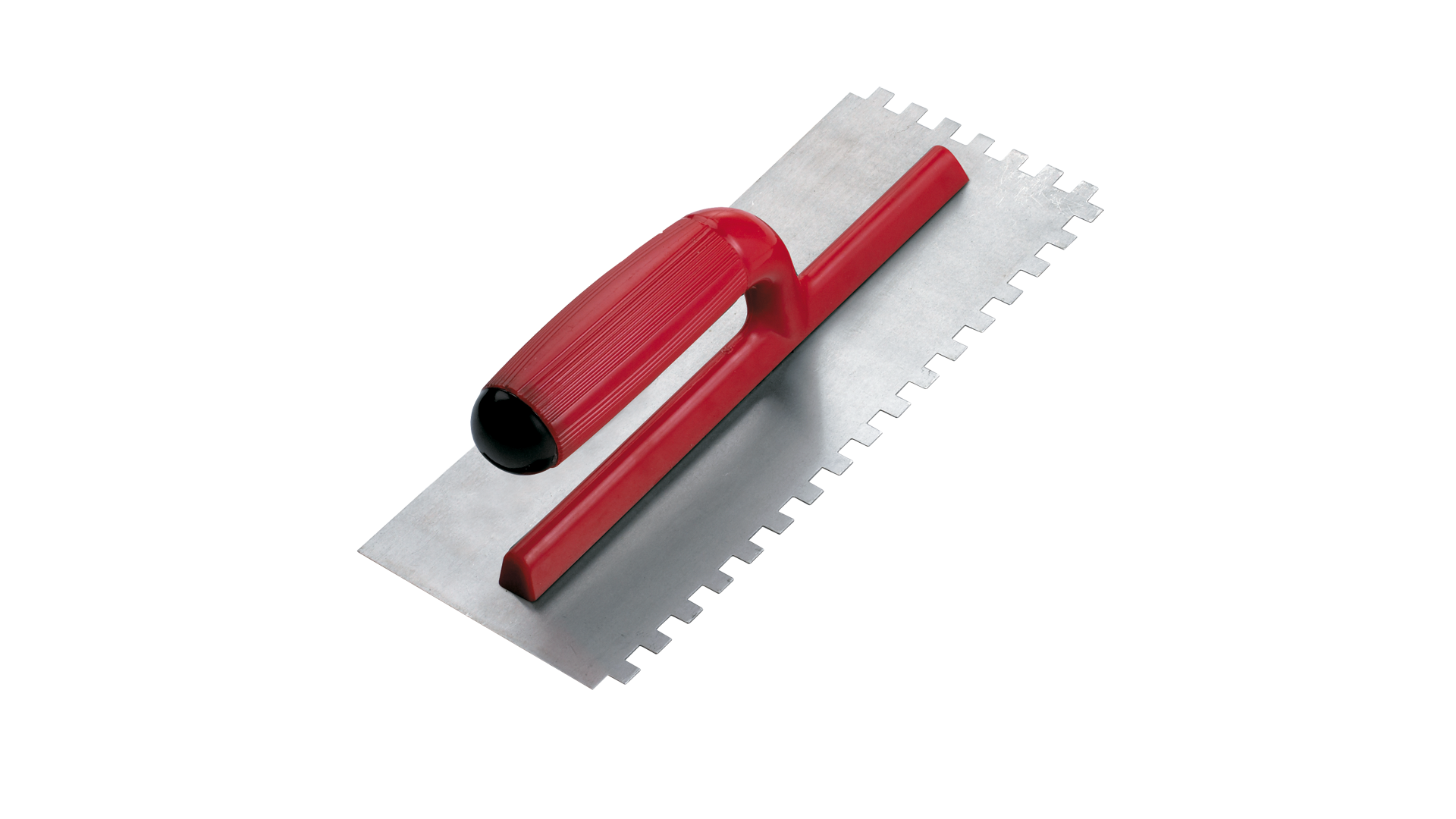 Truelle à dents carrées 4" x 11" en acier avec poignée plastique bicolore ouverte 5/16" x 5/16"