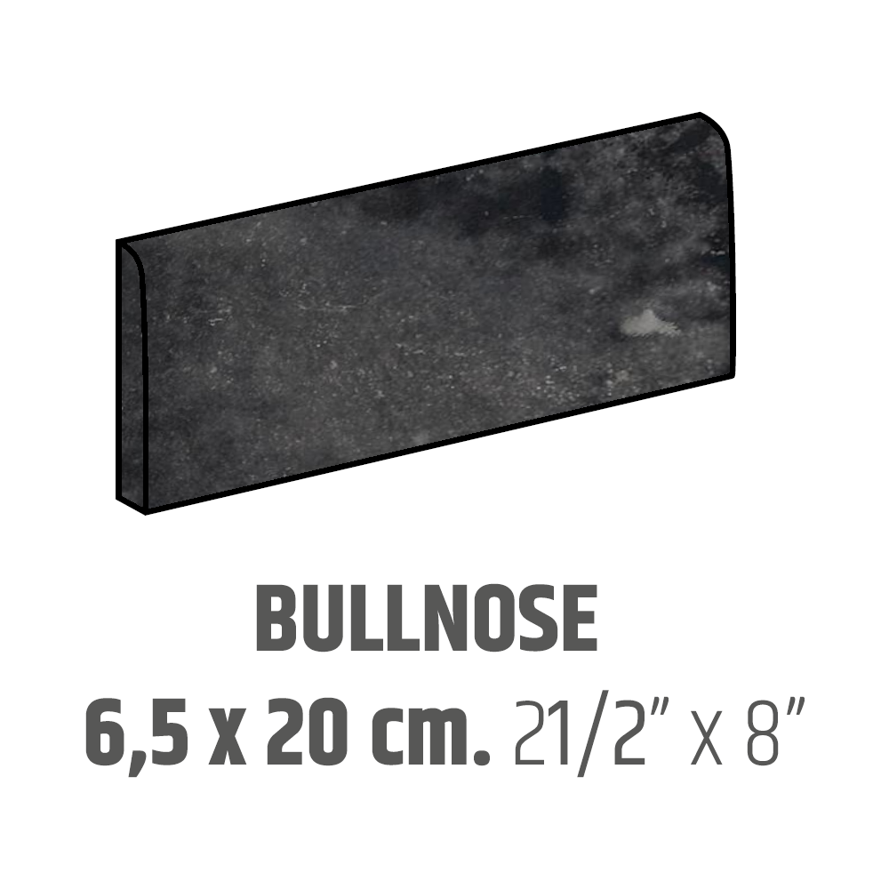 Bordures murales pour céramique Bullnose Artisan Graphite Lustré 2.5" x 8"
