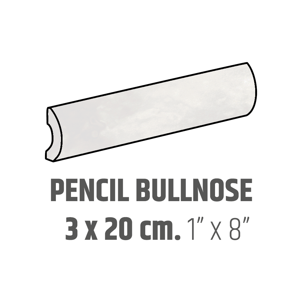 Bordures murales pour céramique Pencil Bullnose Artisan White Lustré 1" x 8"