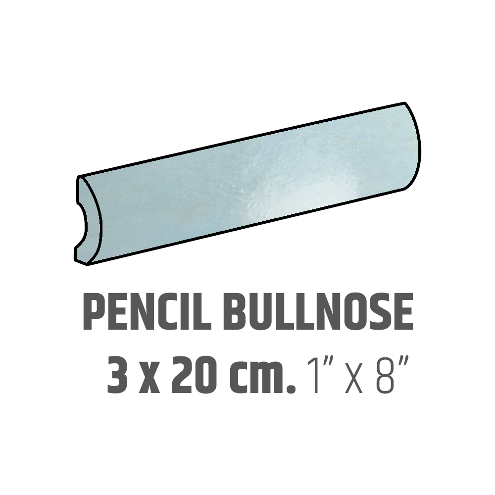 Bordures murales pour céramique Pencil Bullnose Artisan Aqua Lustré 1" x 8"