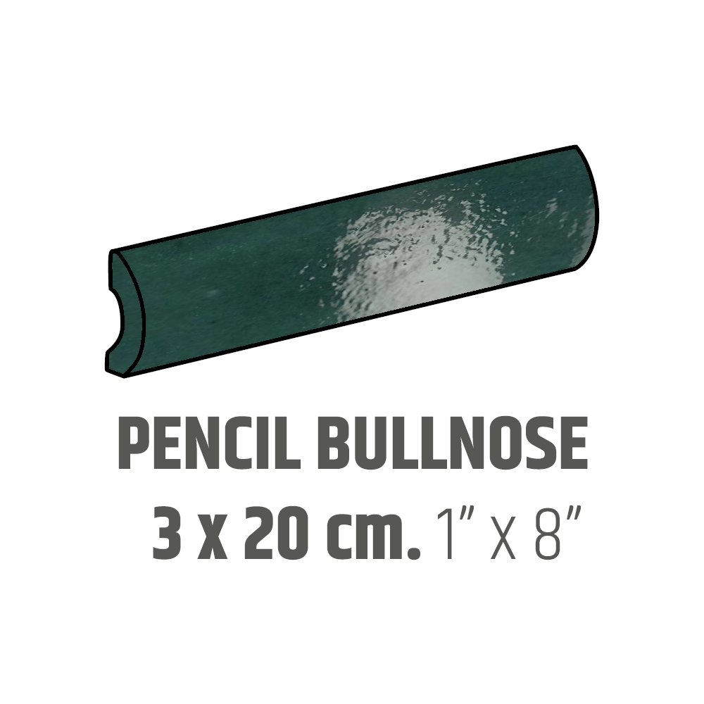 Bordures murales pour céramique Pencil Bullnose Artisan Moss Green Lustré 1" x 8"