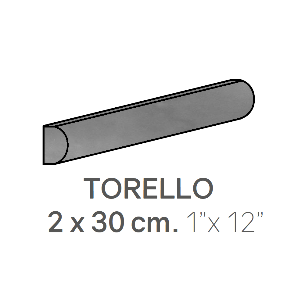 Ceramic Wall Molding Torello Masia Dark Grey Glossy 1" x 12"