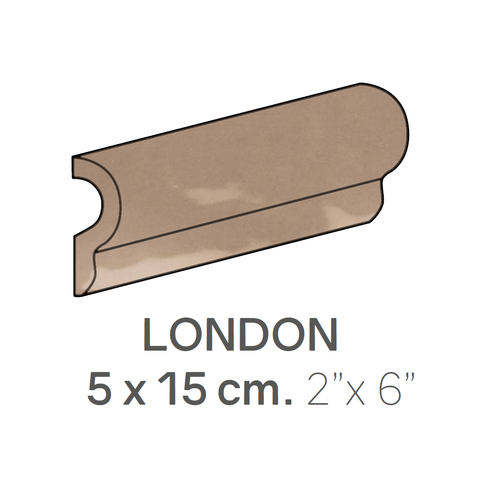 Ceramic Wall Molding London Masia Cacao Glossy 2" x 6"