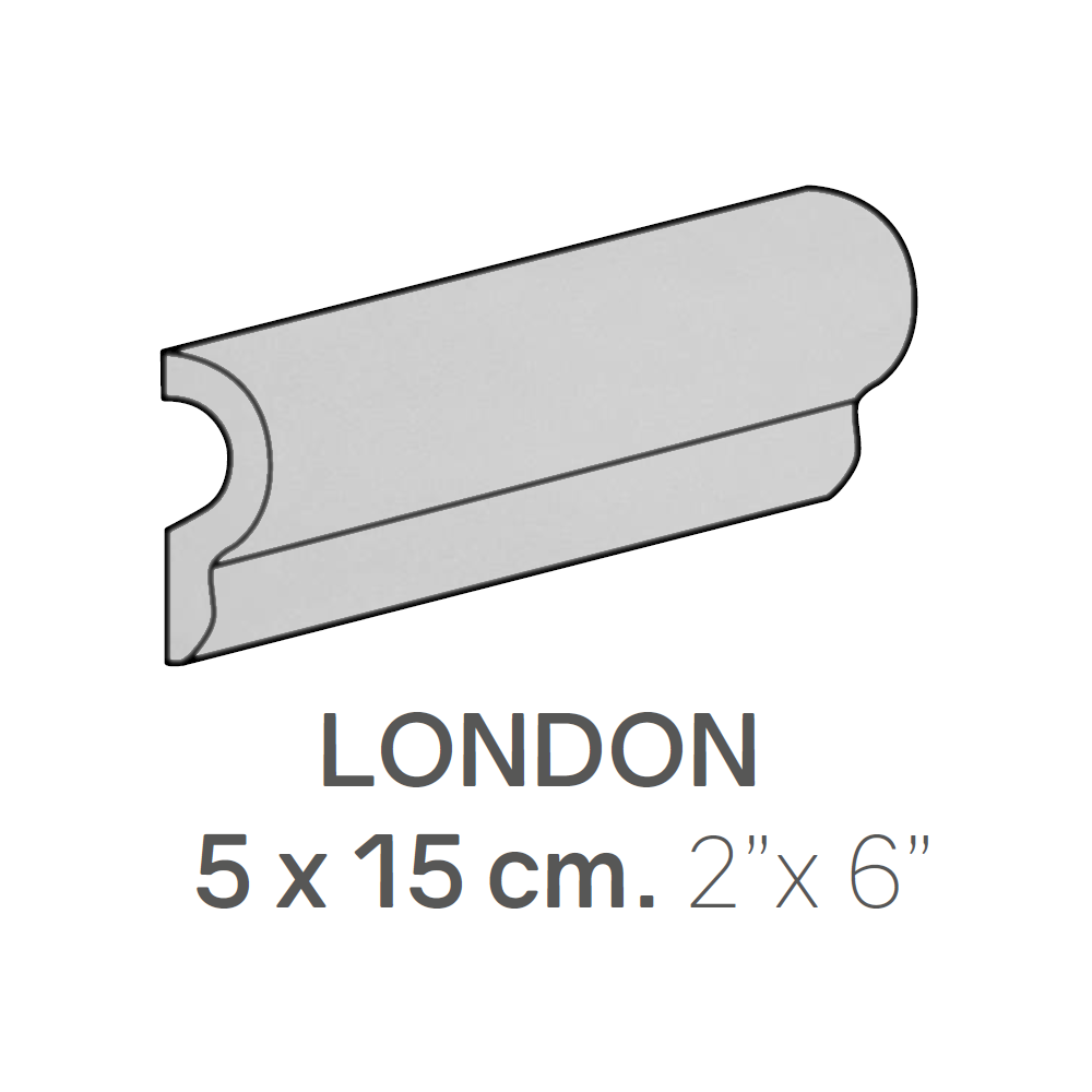 Ceramic Wall Molding London Masia Light Grey Glossy 2" x 6"