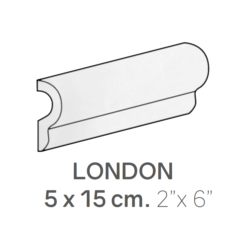 Ceramic Wall Molding London Masia White Glossy 2" x 12"