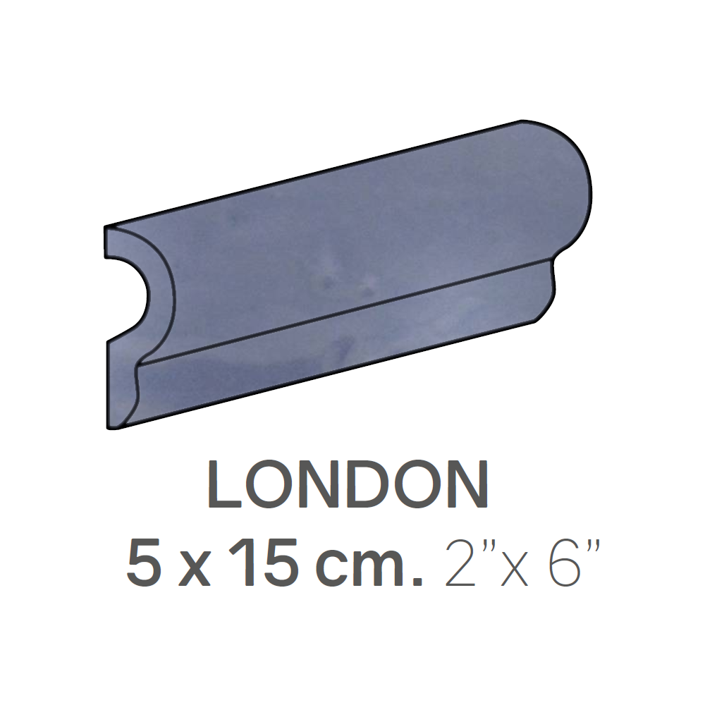 Ceramic Wall Molding London Masia Blue Glossy 2" x 6"