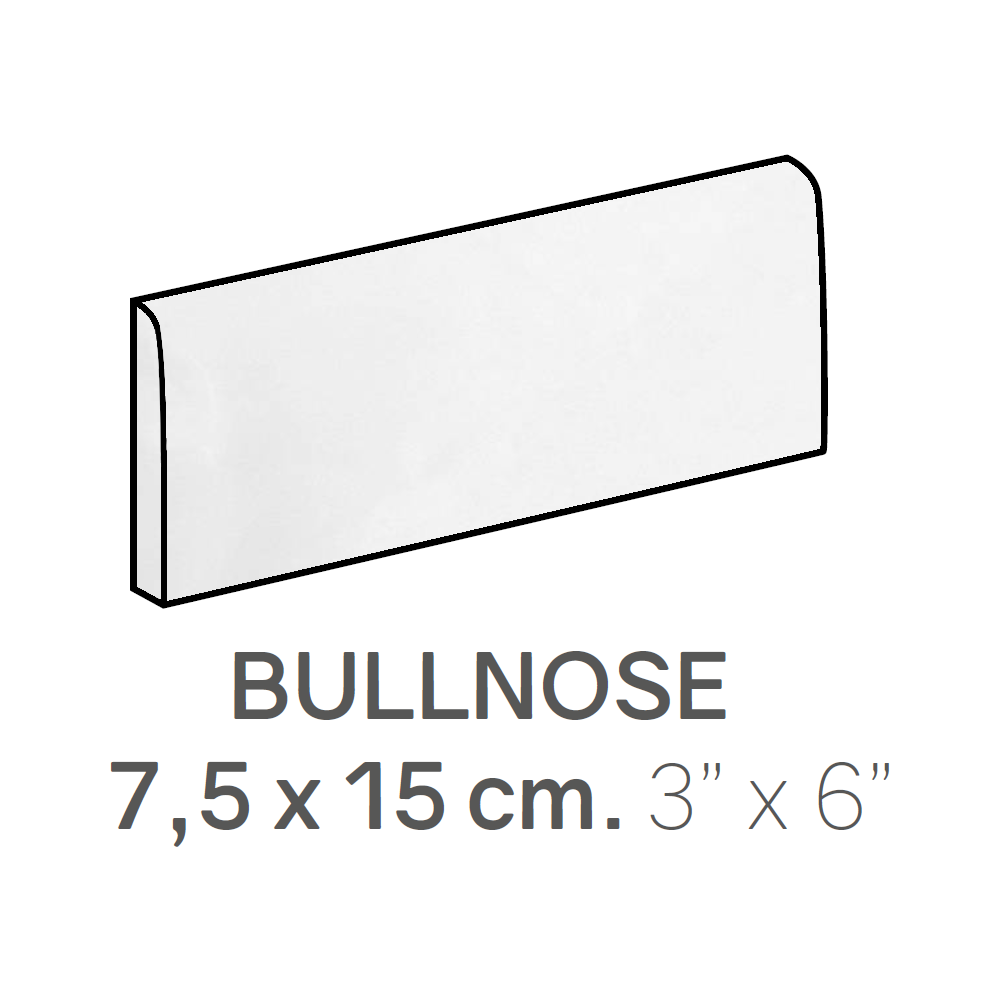 Ceramic Wall Molding Bullnose Masia White Matte 3" x 6"