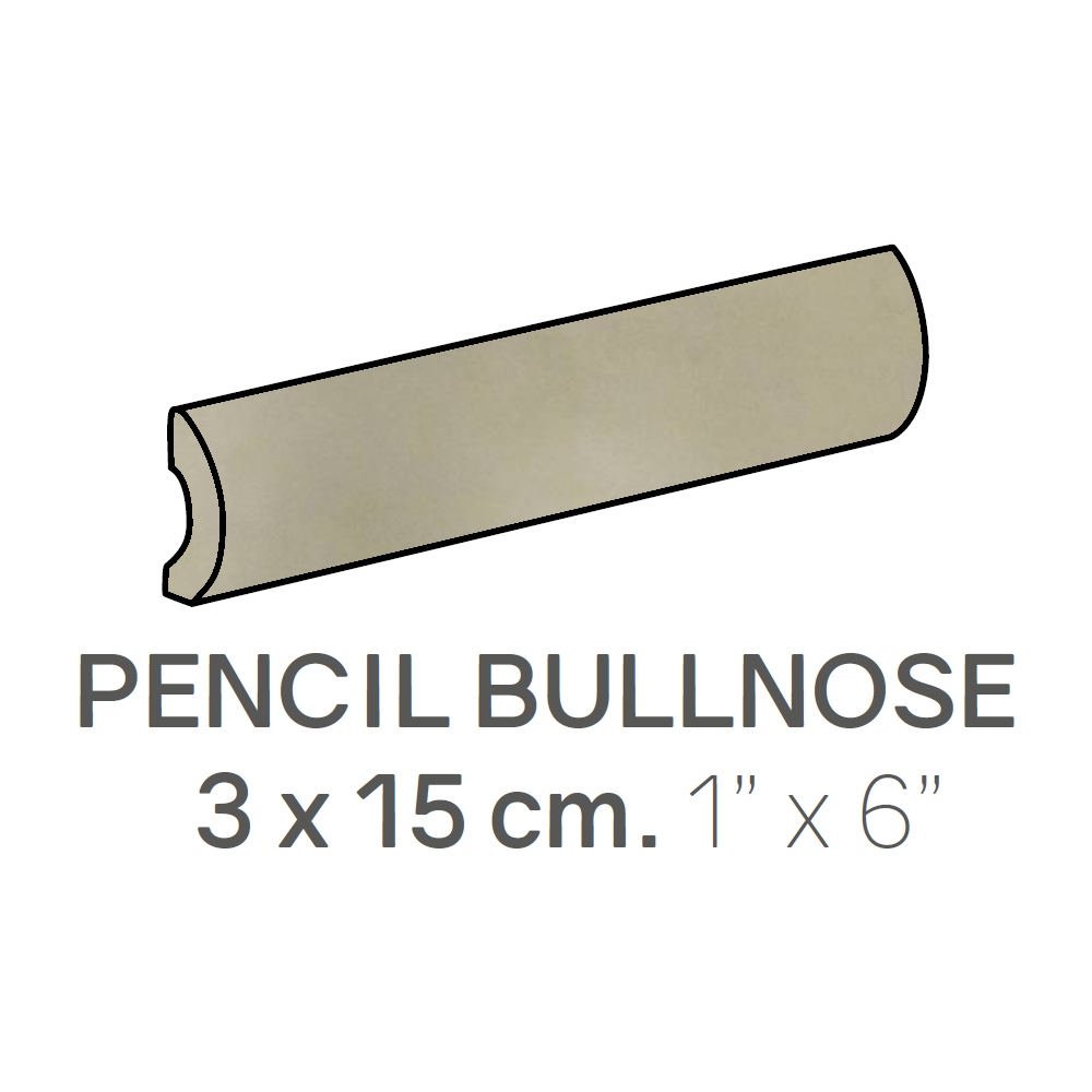 Ceramic Wall Molding Pencil Bullnose Masia Olive Glossy 1" x 6"