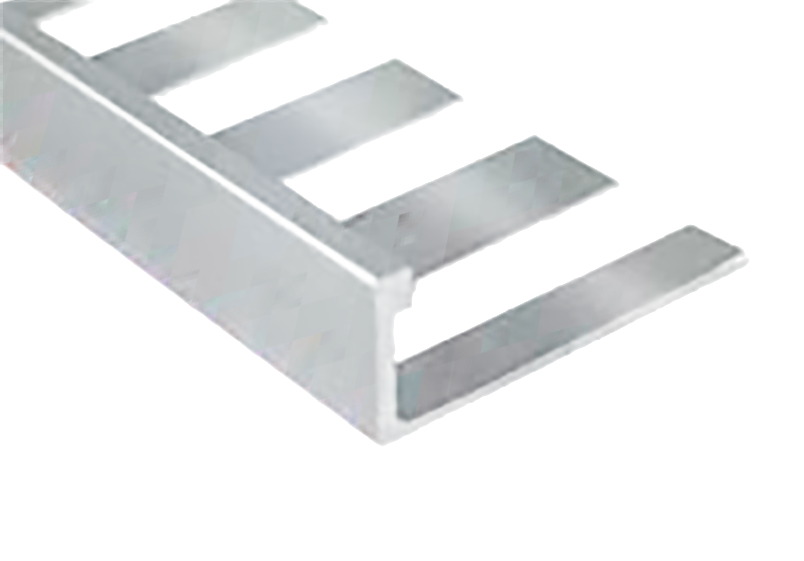 Flat Tile Edge Contour Satin Clear Anodized 5/8" (16 mm) x 8'