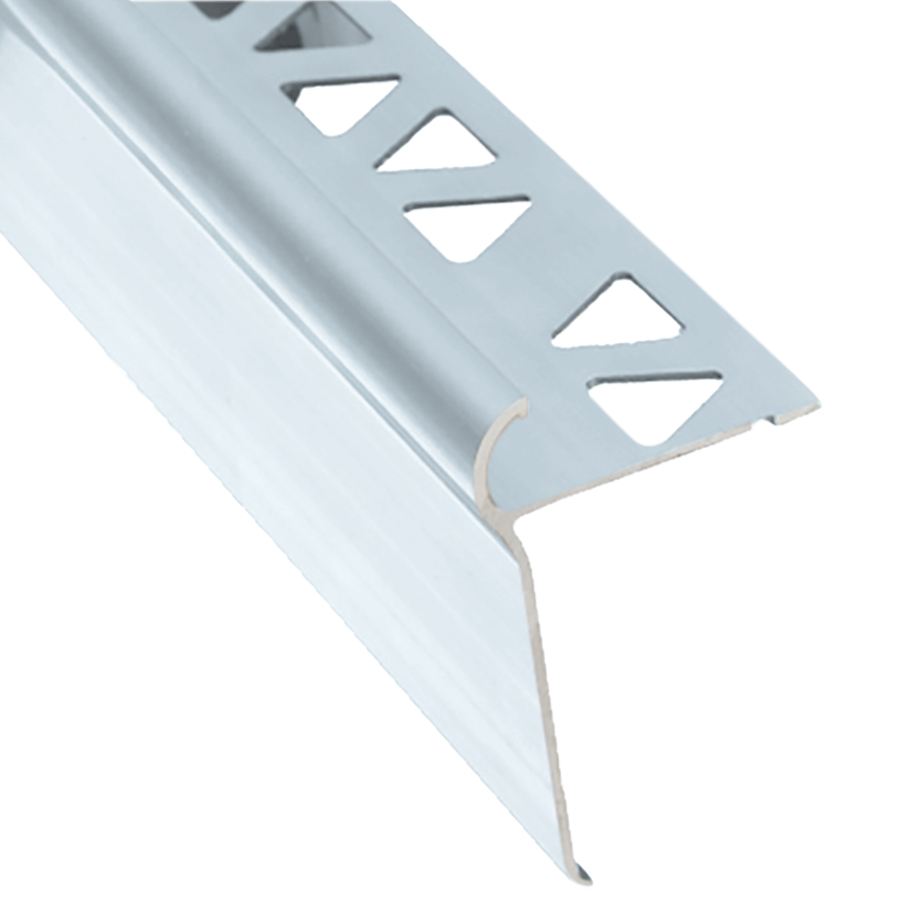 Decorative Tile Stair Nosing, Satin Clear Anodized - 1/2" x 12'