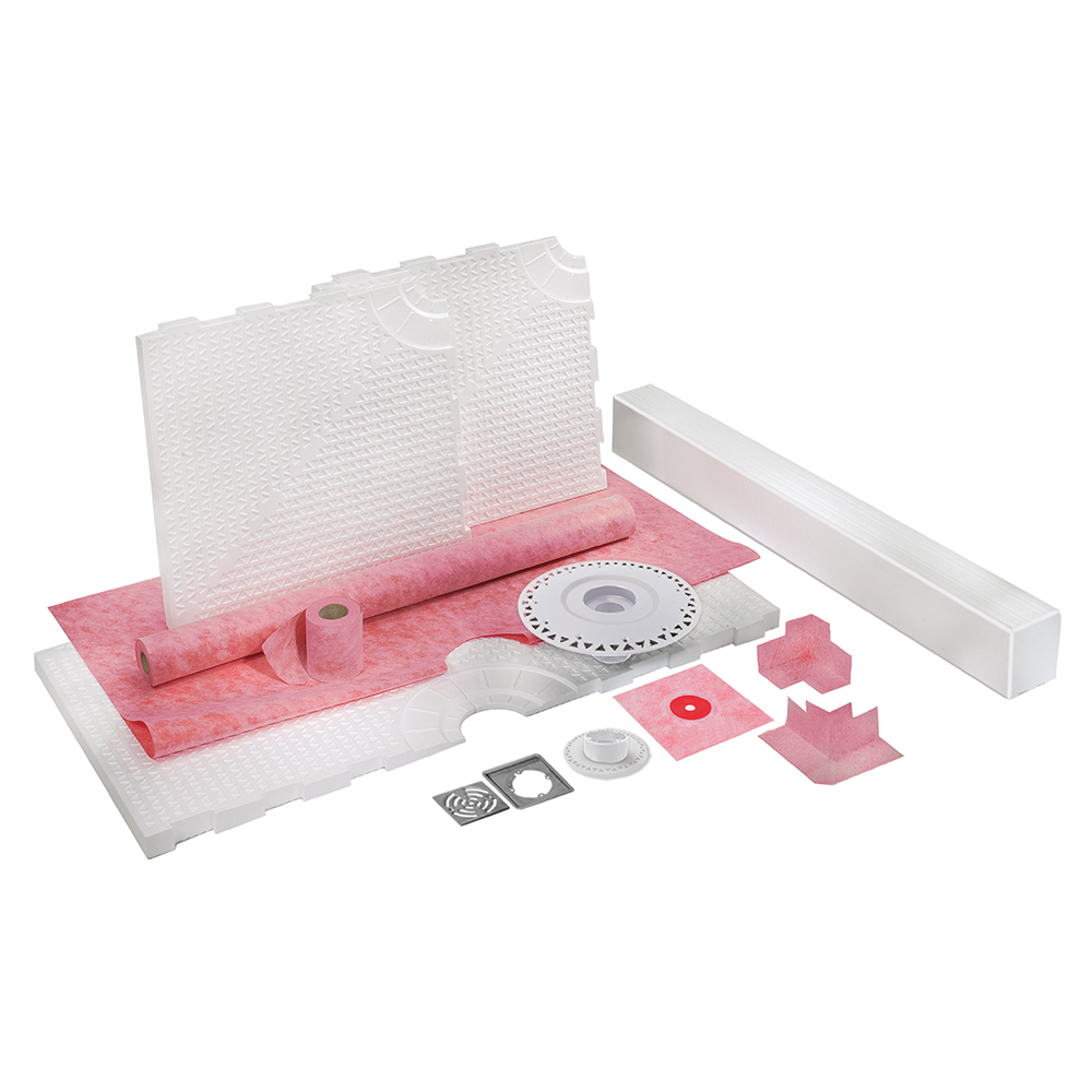 PROVA-SHOWER SYSTEM® 48" x 48" (122 cm x 122 cm) Centre Drain en PVC Grille en acier inoxydable