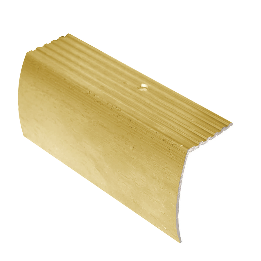 Nez de marche en aluminium avec tombant, Or anodisé - 1 3/8" x 12'