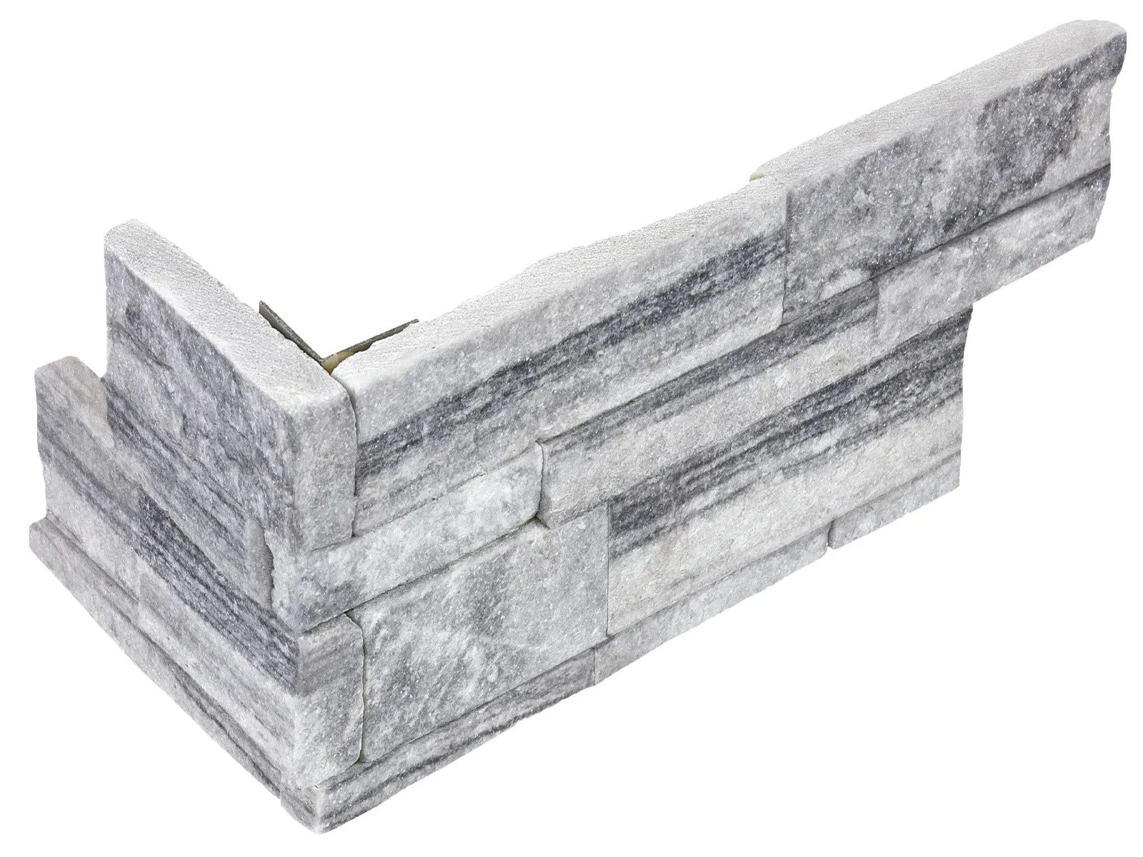 Wall Tiles Ledger Stone Nordic Crystal Split Face Assembled Corner 6" x 18"
