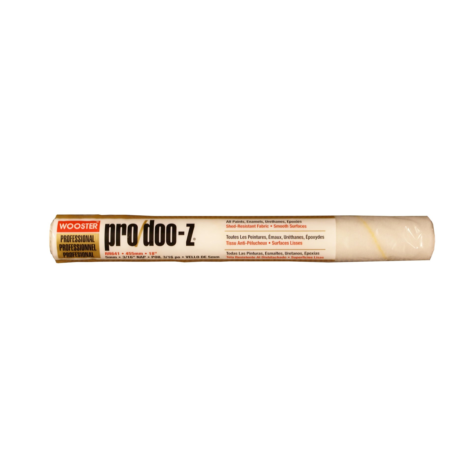 18" Pro/Doo-Z Roller Cover - 3/16" Nap, with End Caps