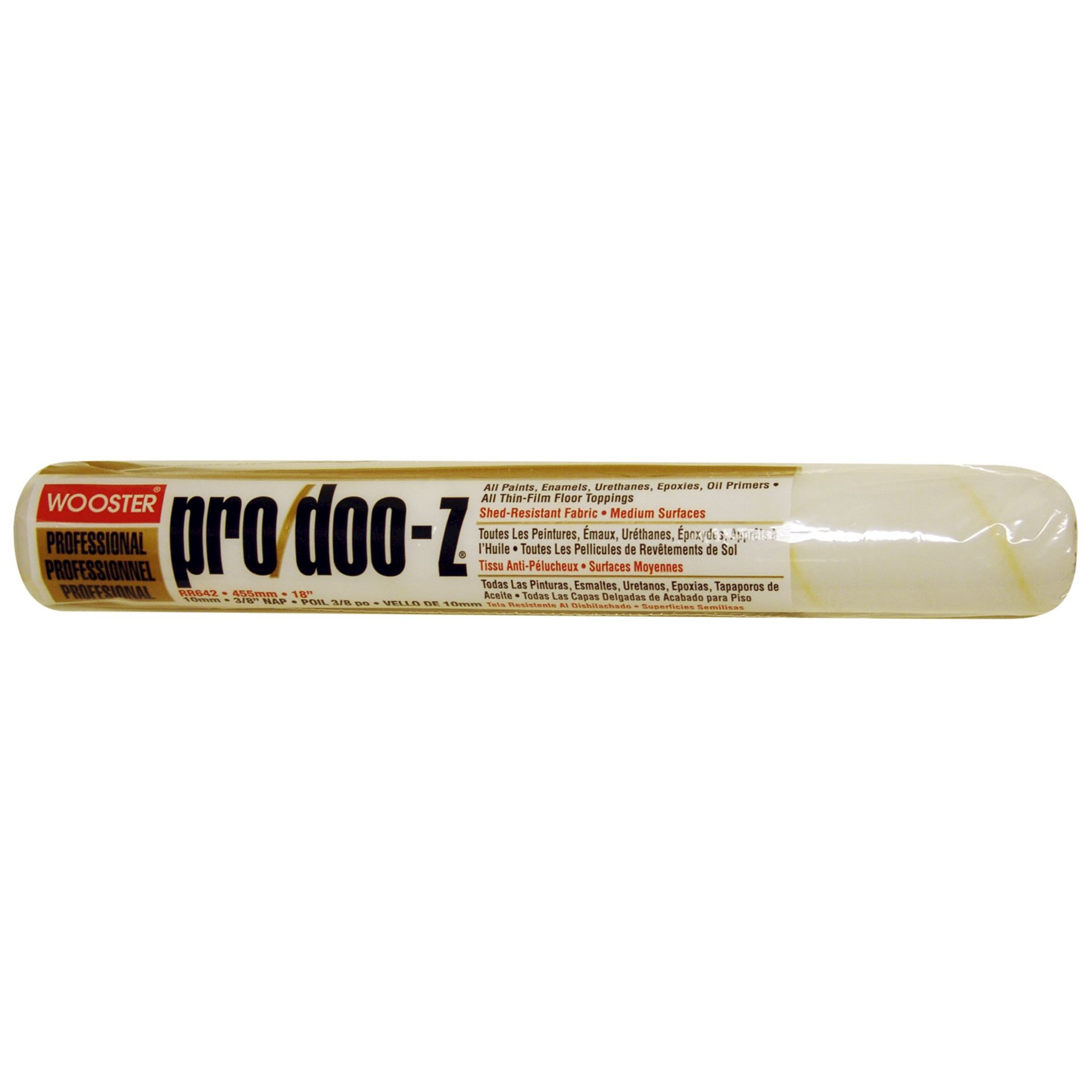18" Pro/Doo-Z Roller Cover - 3/8" Nap, with End Caps