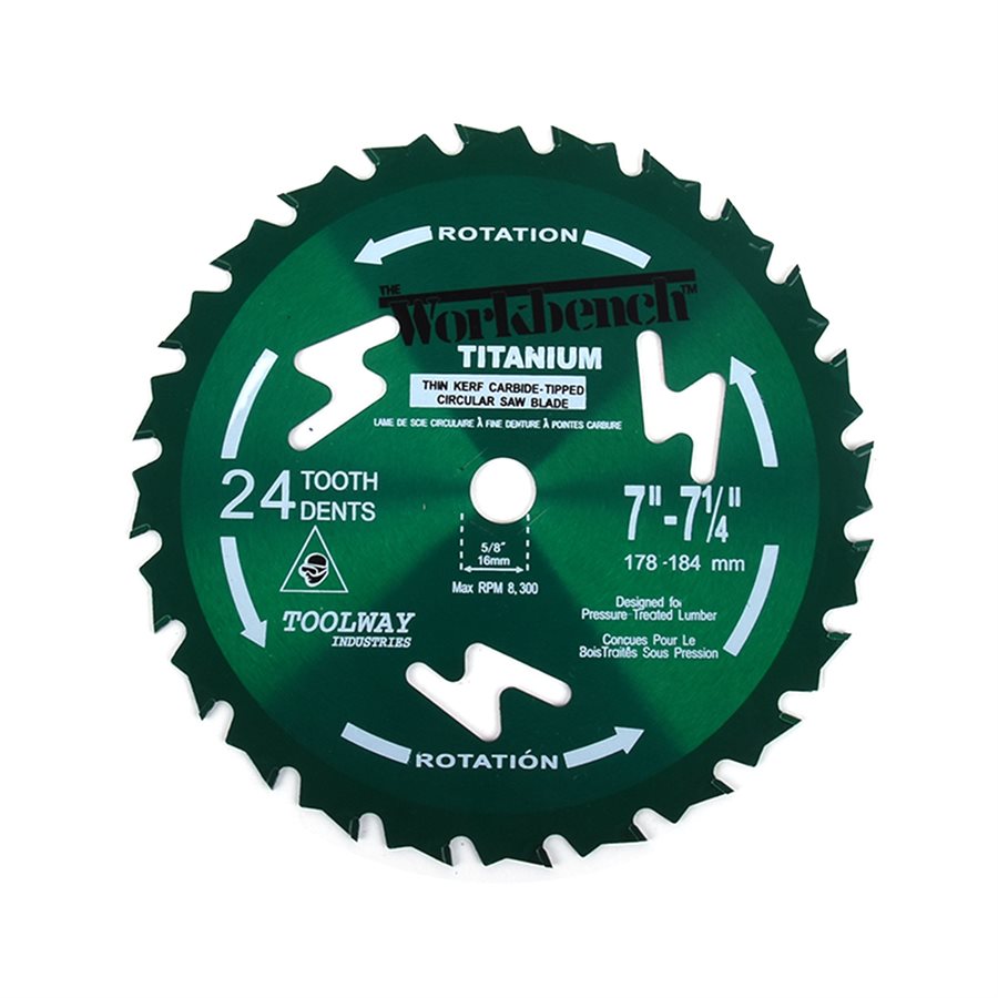 Titanium Saw Blade, Carbide Tipped 7 1/4" 24T